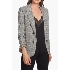 1. State Plaid Ruched Sleeve Blazer